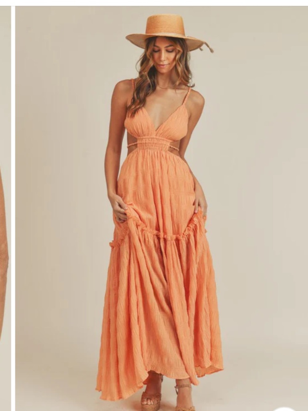 Mable Summer Love Maxi Dress In Orange Size Large Layered Dress Open Back - Picture 2 of 7